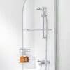 single panel Curved Bath Screen with towel rail