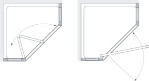 Mirror: Semi-Frameless Pentagon Shower Enclosure technical drawing