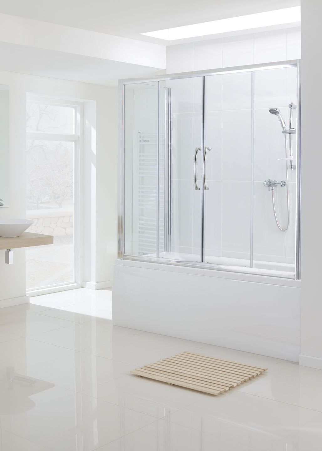 Over Bath Semi-Frameless Double Slider door bath screen