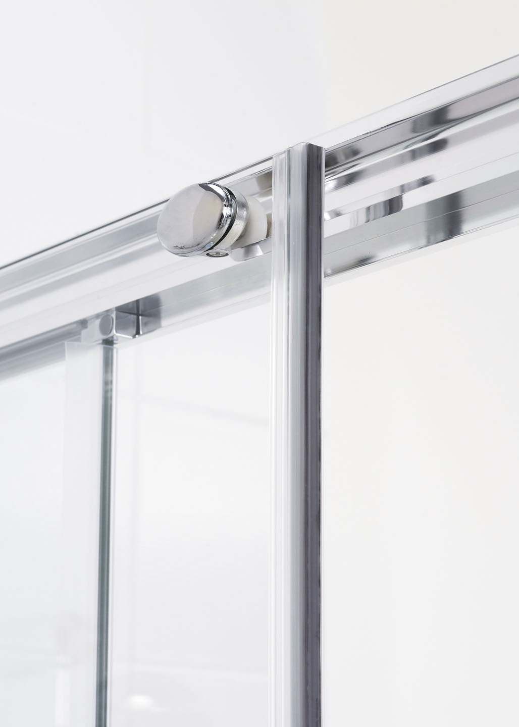 Semi-Frameless Slider Door Shower Enclosure close up