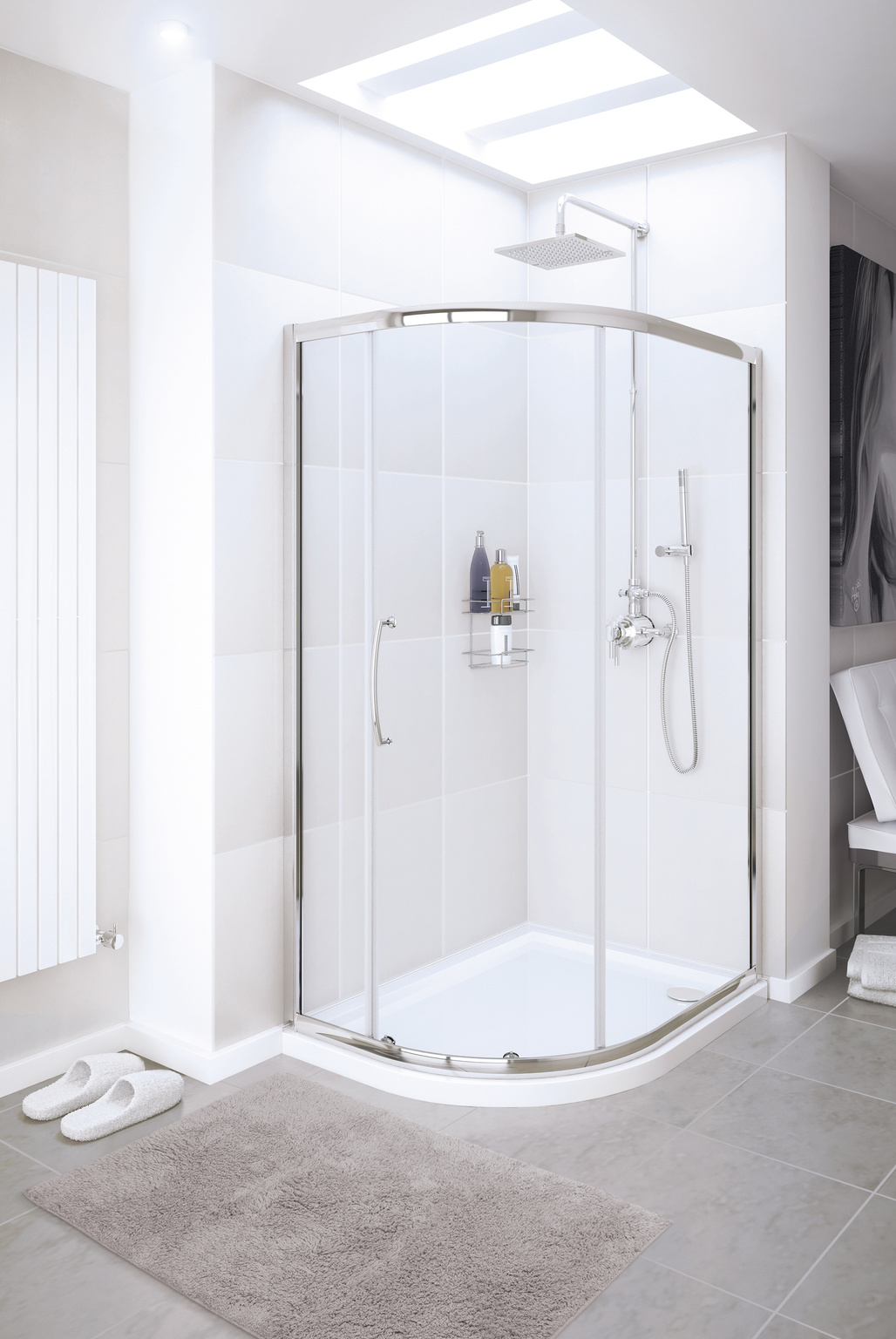 semi-frameless Single Door Quadrant shower enclosure