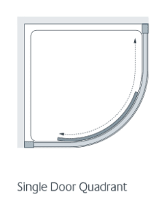 semi-frameless Single Door Quadrant shower enclosure technical drawing