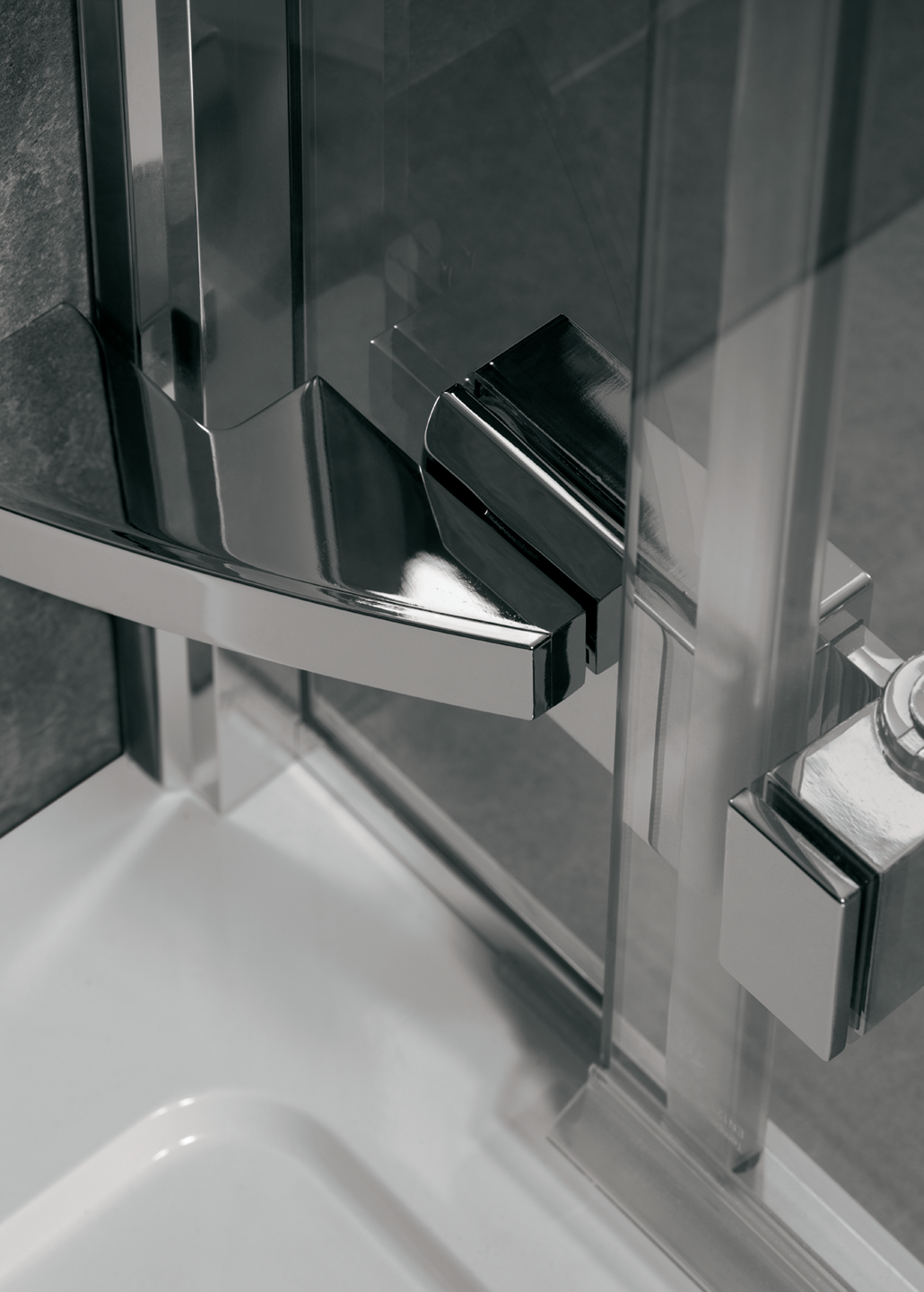 Cayman Frameless Hinged Shower Door close up of detail