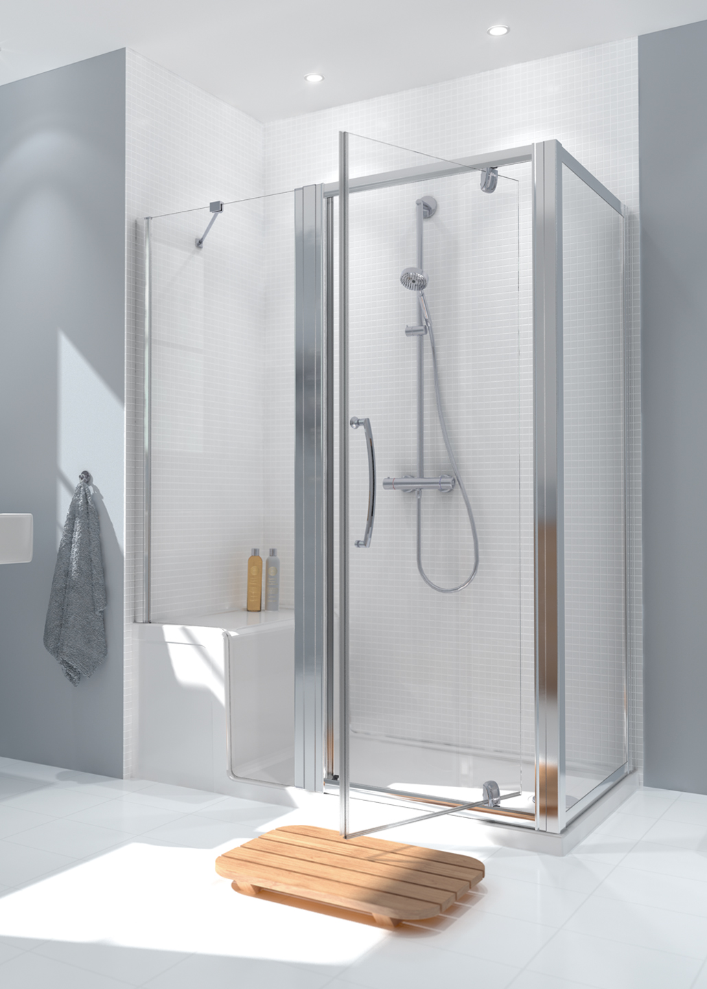 Seated Shower Tray & In Line Panel