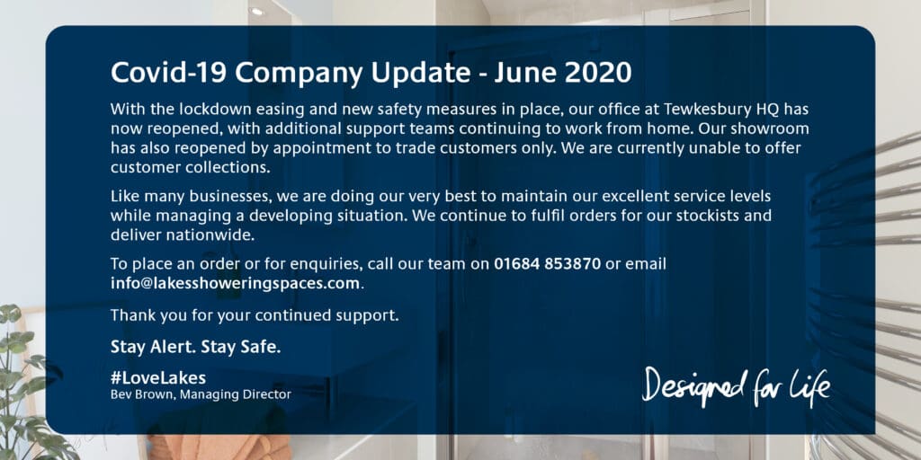 COVID19 Update June 2020 Lakes Showering Spaces